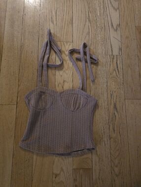 Free People Sunflower Corset Bustier Halter Top Rust Copper Pink Strappy Sexy S